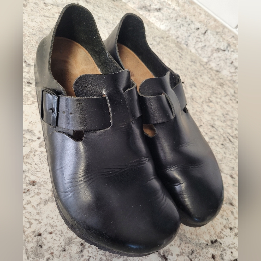 Birkenstock London Oiled Leather Mens Clogs Size 43 EU, 10 US Closed Toe Black